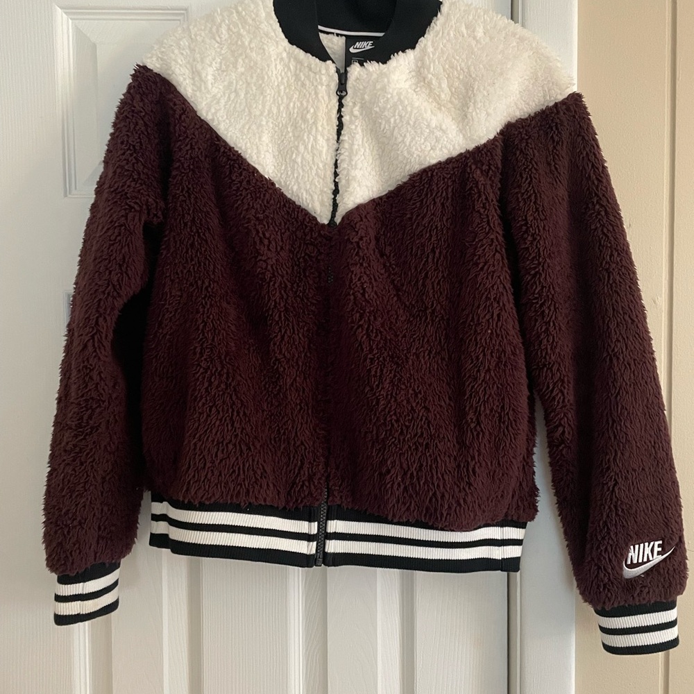 Nike Black and White Fleece Jacket